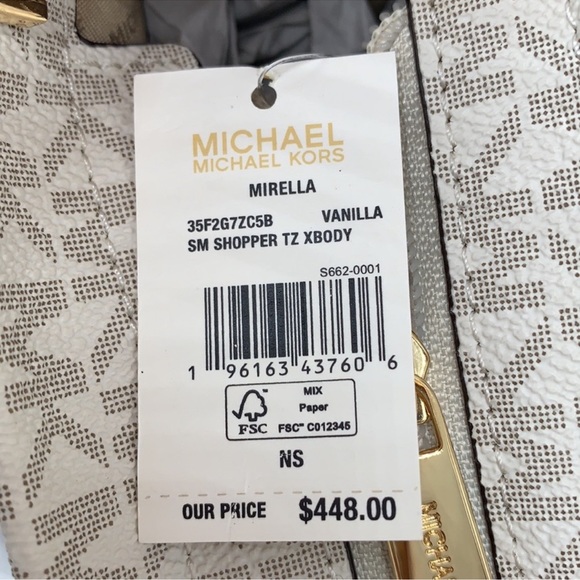 Michael Kors Mirella Small Shopper Top Zip Crossbody Bag Vanilla Logo MK
NWT - Picture 11 of 16